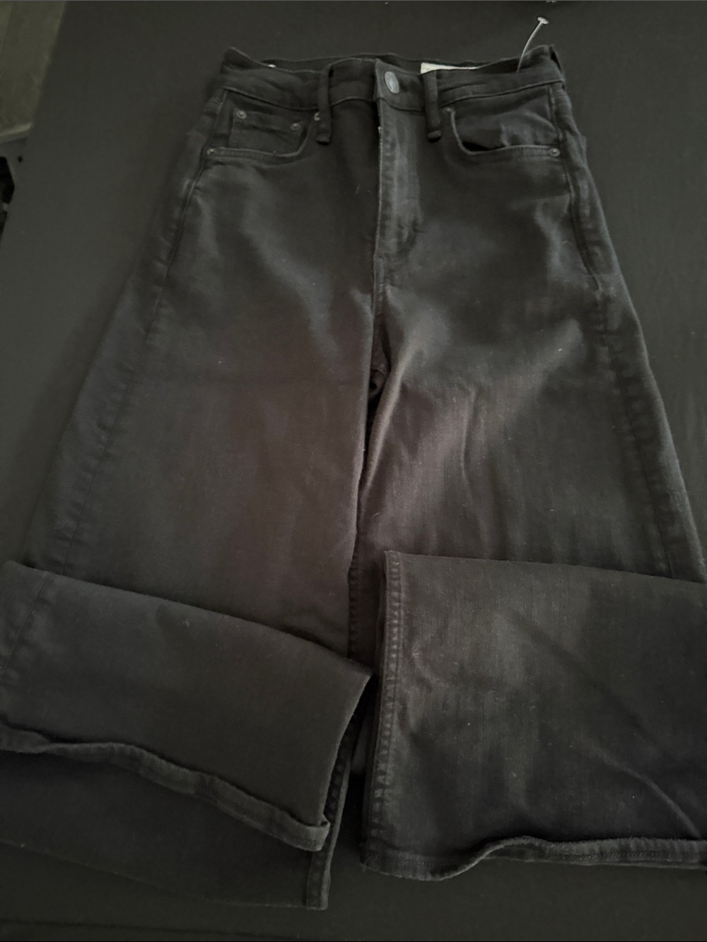rag & bone Black Wide-Leg High-Rise Jeans. Lots of stretch.